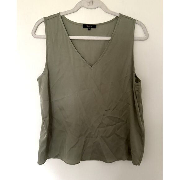 Quince Seagrass Washable Stretch Silk Tank Top Womens Silk Blend Sz M - Picture 2 of 9